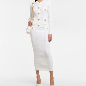 Balmain skirt ribbed-knit pencil skirt white 🤍